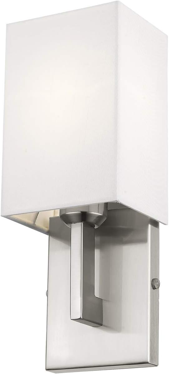 Livex Lighting 51101-91 Transitional One Light Wall Sconce from Hollborn Collection in Pwt, Nckl, B/S, Slvr. Finish, Brushed Nickel