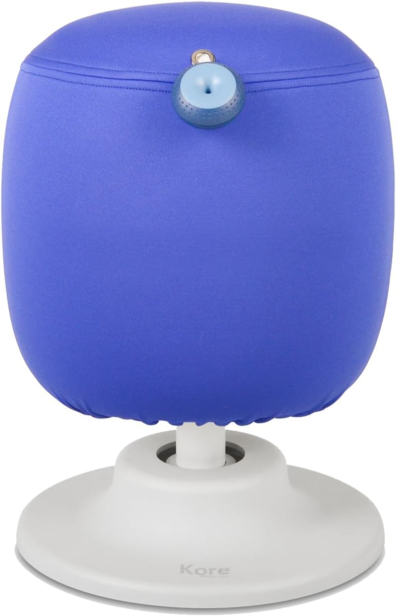KORE Design Kids Adjustable Pivot Stool, Waterproof Fabric Desk Chair Comfy for Students, Kid Computer Chair for School, Home, Active Sitting, ADD/ADHD, Autism, Girls/Boys, Small (13-17“), Blue