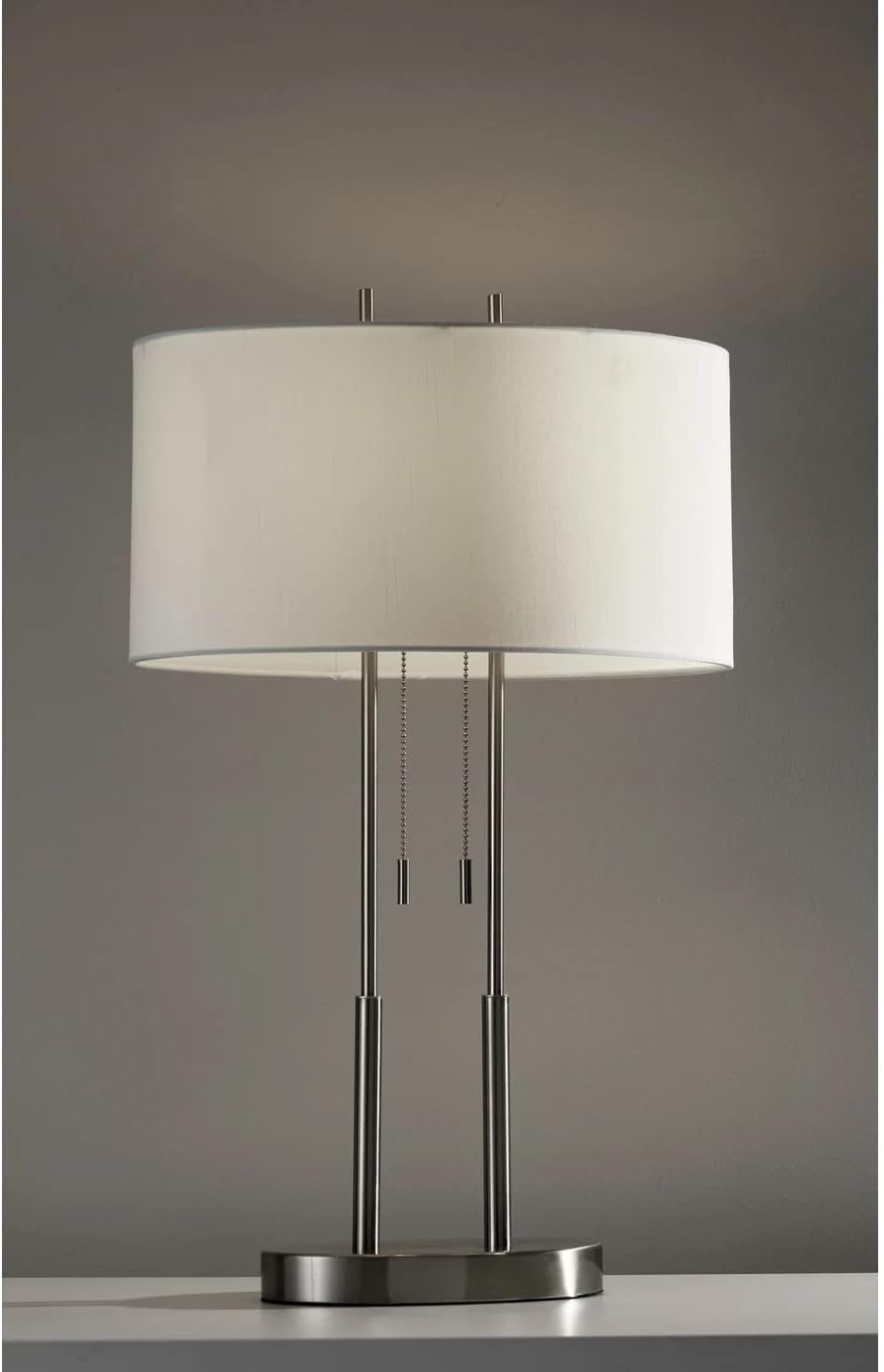 Adesso 4015-22 Duet 27" Table Lamp, Satin Steel, Smart Outlet Compatible