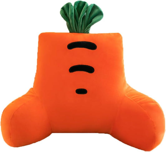 Tingting's Dream Cartoon Plush Bed Rest Reading Pillow, Sofa Rest Lumbar Back Cushion Office Chair Waist Lumbar Pillow (Orange Carrot, 55×40/21.65"×15.7")