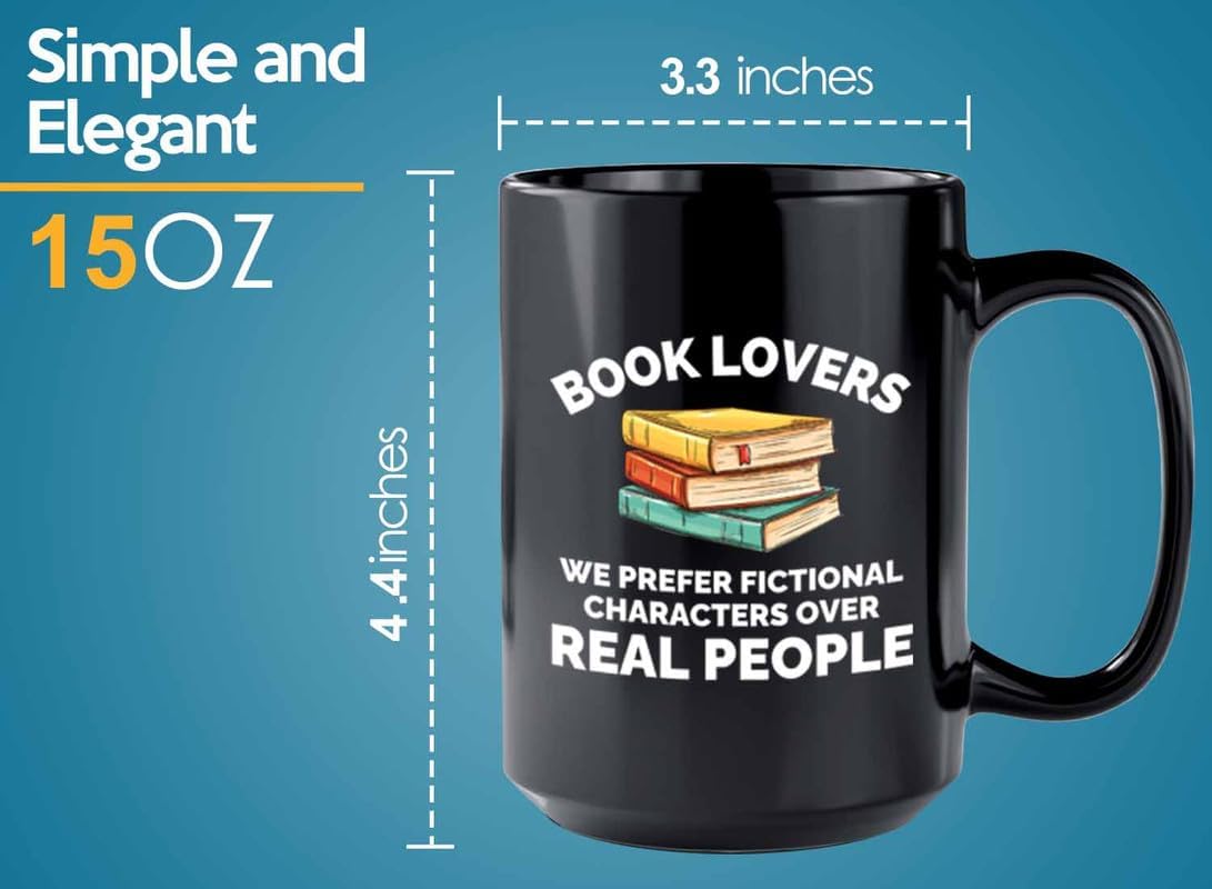 Book Lover Coffee Mug 15oz Black - We prefer fictional - Gift For Poets Bookish People Bibliophile Librarian Book Club Reader