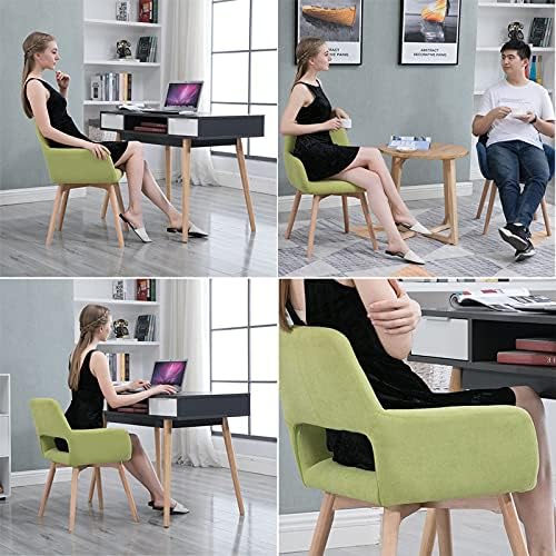 Comfortable Chair Nordic Dining Chairs,Modern Cotton and Linen Fabric Upholstered Lounge Side Chair Makeup Stool,with Solid Wood Legs,for Restaurant/Pub/Cafe/Living Room/Hotel/Kitchen Leisure Chair