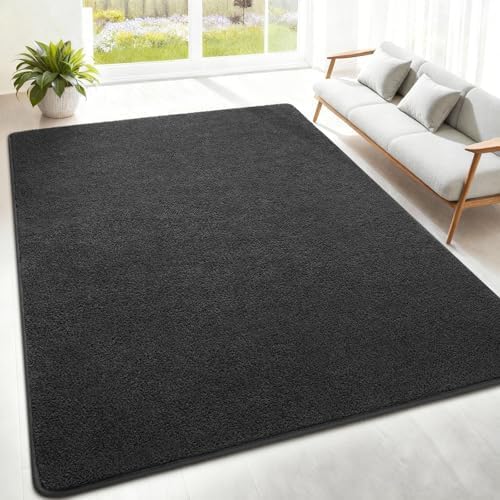 4x6 Feet Area Rugs for Living Room Bedroom,Dark-Grey Thickened Memory Foam Rug,Low Pile Minimalist Non Slip Rugs,Modern Washable Fluffy Carpet for Kids Boys Girls Dorm Nursery Room Decor
