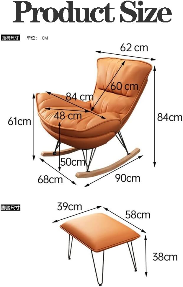 LSLYTQ Velvet Rocking ChairGlider Chair with Ottoman,Mid Century Upholstered Chair Rocking Armchair Rocker Chair for Living Room with Solid Wood Base