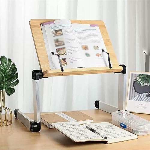 Book Stand for Reading Hands Free, Laptop Stand for Lap, Adjustable Book Holder Stand with Page Paper Clips for Books, Collapsible Cookbook Holder Stand (Color : Hollow, Size : A) (Hollow B) (Wood B)