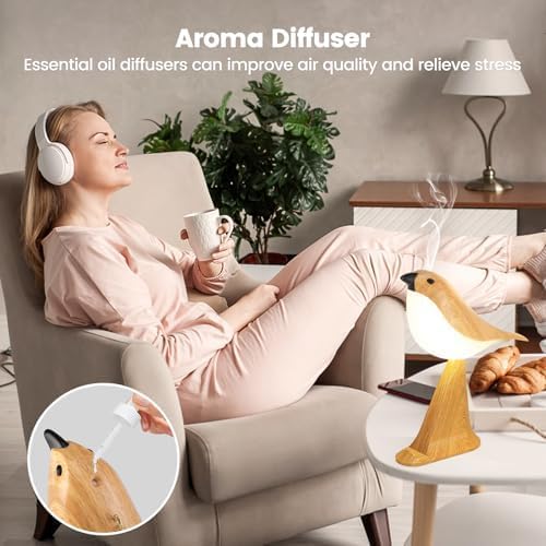 Small Cute Bird Table Lamp with Timer, Touch & Remote Control Bird Night Light, Cordless Bedside Lamps, Desk Lamp for Reading, 3-Way Dimmable USB Rechargeable Battery 2600mAh Nightstand Lamps, Decor