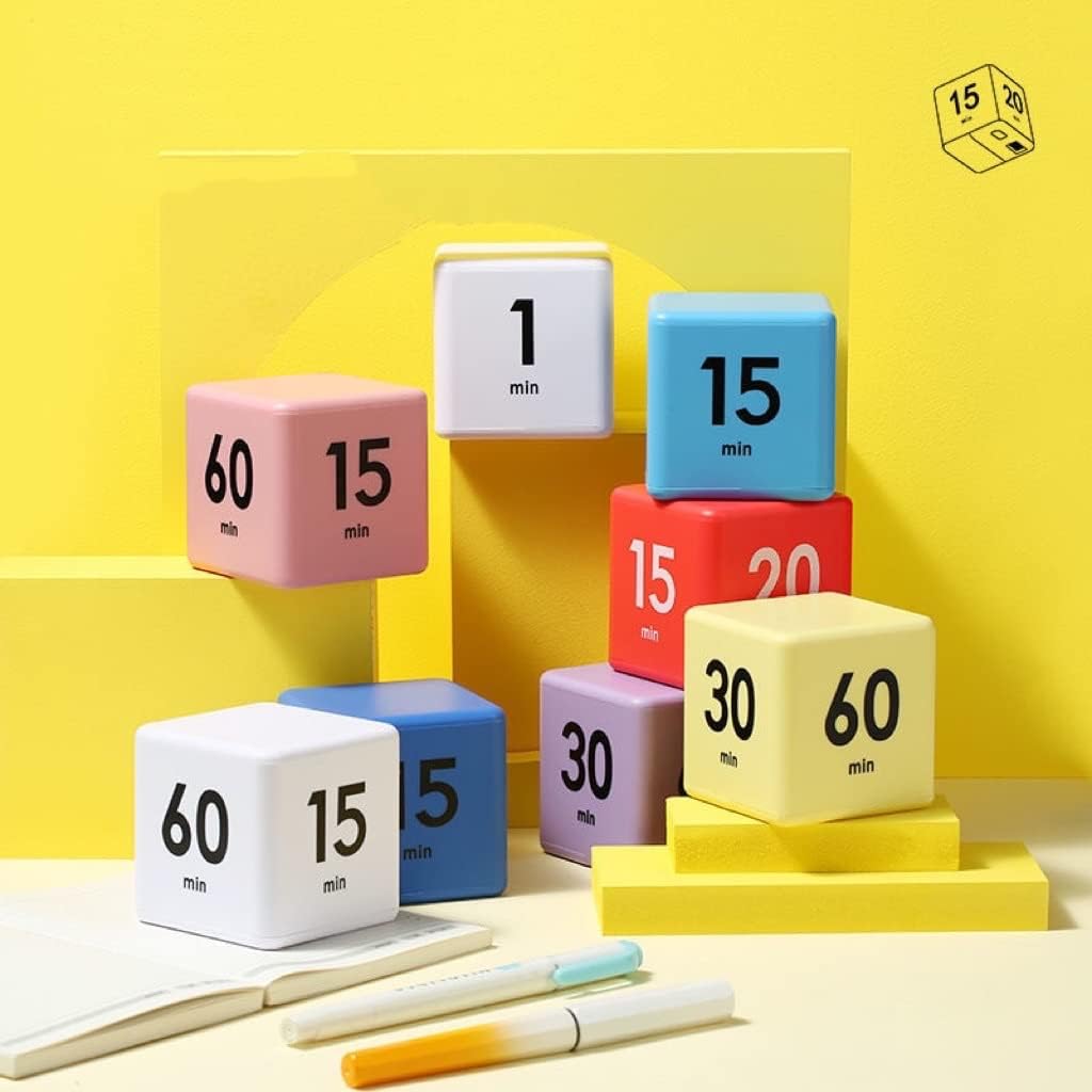 Feilifan Cube Timer, Dice Timer with Gravity Sensor for Kitchen Studying Workout Classroom Kids ADHD 15-20-30-60 Minute Preset, Purple
