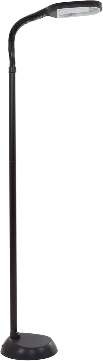 Lavish Home Adjustable Floor Lamp for Bedroom - Full Spectrum Natural Sunlight Lamp for Office with Bendable Neck for Reading Light, Craft, Studying, and Esthetician Light - (Black)
