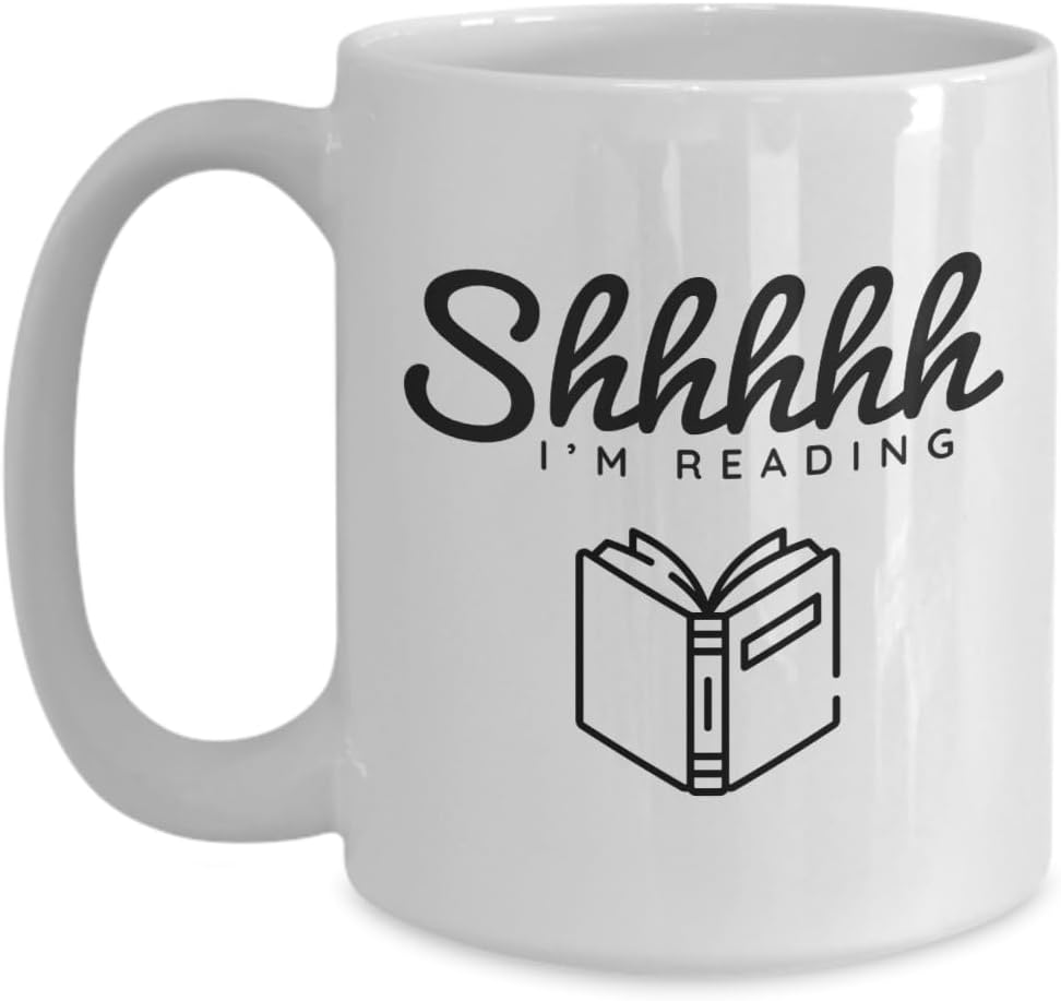 Shhh I'm Reading librarian Ceramic Coffee Cup, Gift Ideas and Must Haves for School Librarian, Book Lover Mug