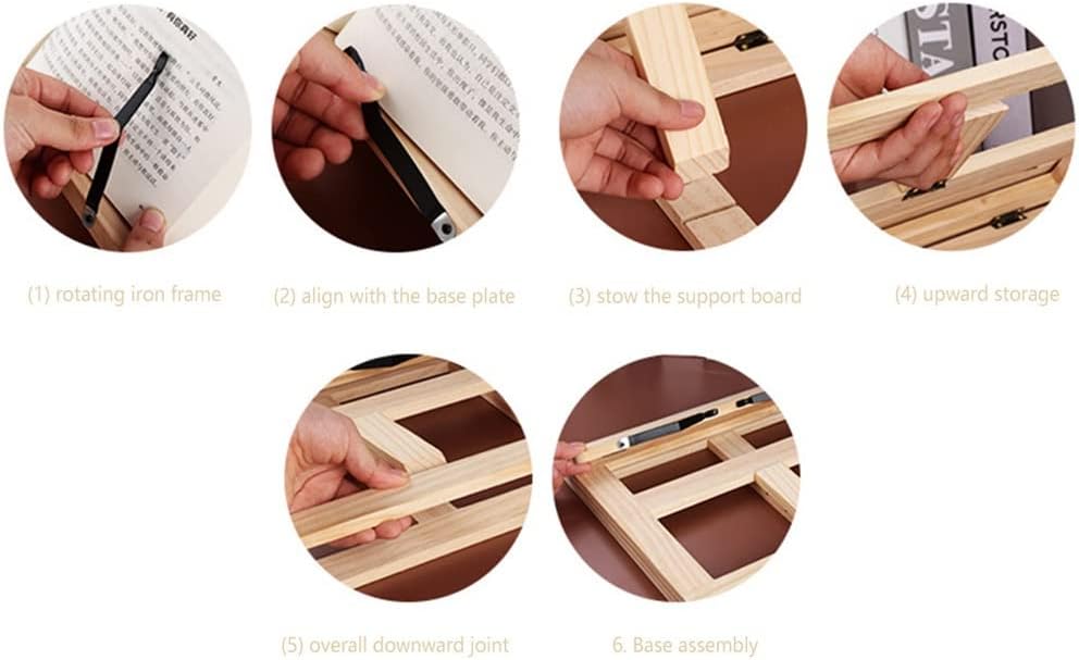 Foldable Book Stand Wood Angle Adjustable Library Stationery Bookshelf Tablet PC Support