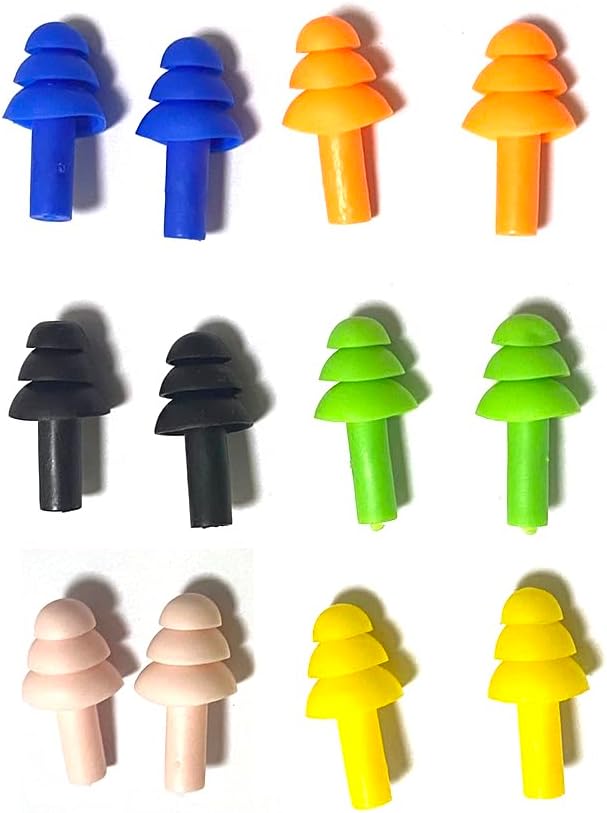 6 Pairs Reusable Silicone Swimming Earplugs Silicone Noise Cancelling Ear Plugs Waterproof Earplugs for Swimming and Sleeping,Learning, Hearing Protection, Concerts, Shooting