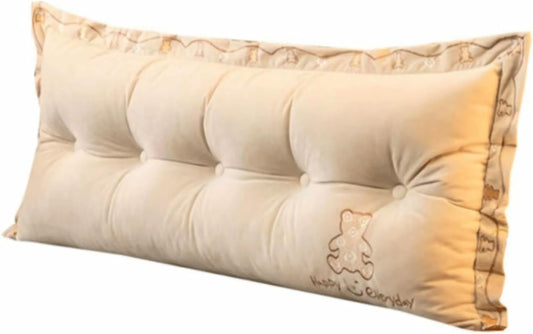 Large Wedge Pillow Headboard Tatami Reading Cushion The Waist Lumbar Pad Sofa Pillow Cushion(Size:180x60x15cm,Color:White)