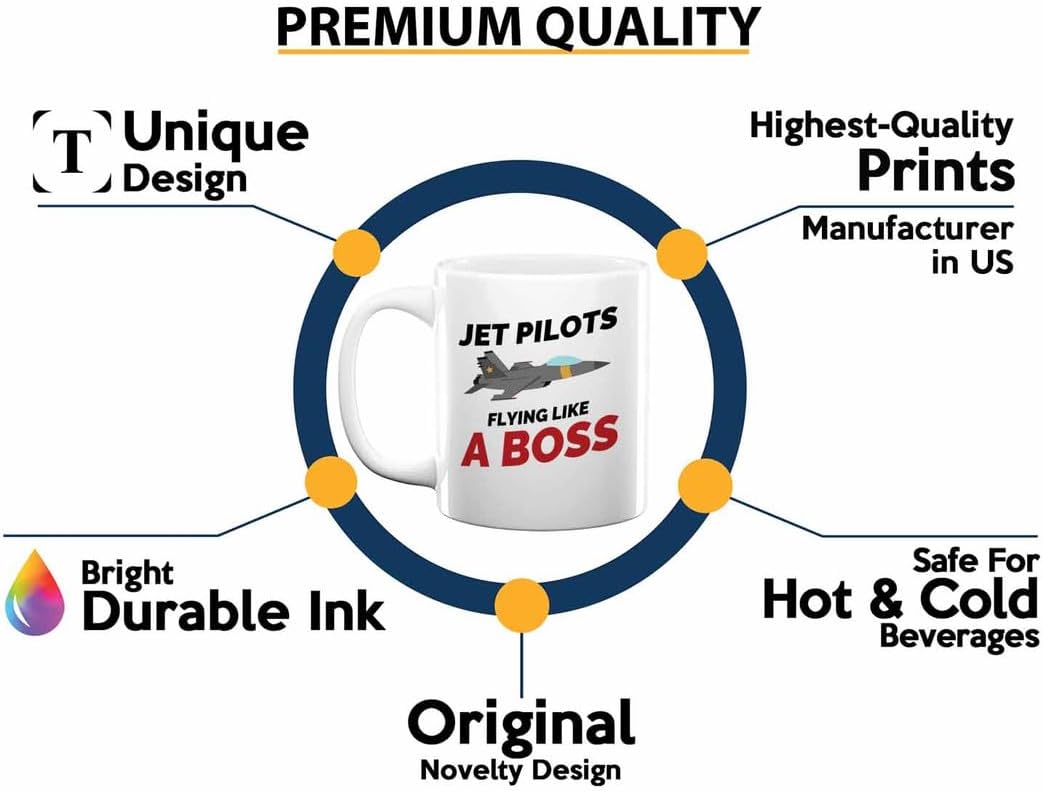 Jet Pilot Coffee Mug 11oz White - Flying like a boss - Pilot Gifts Airplane Flying Captains Aviator Airline Aviation