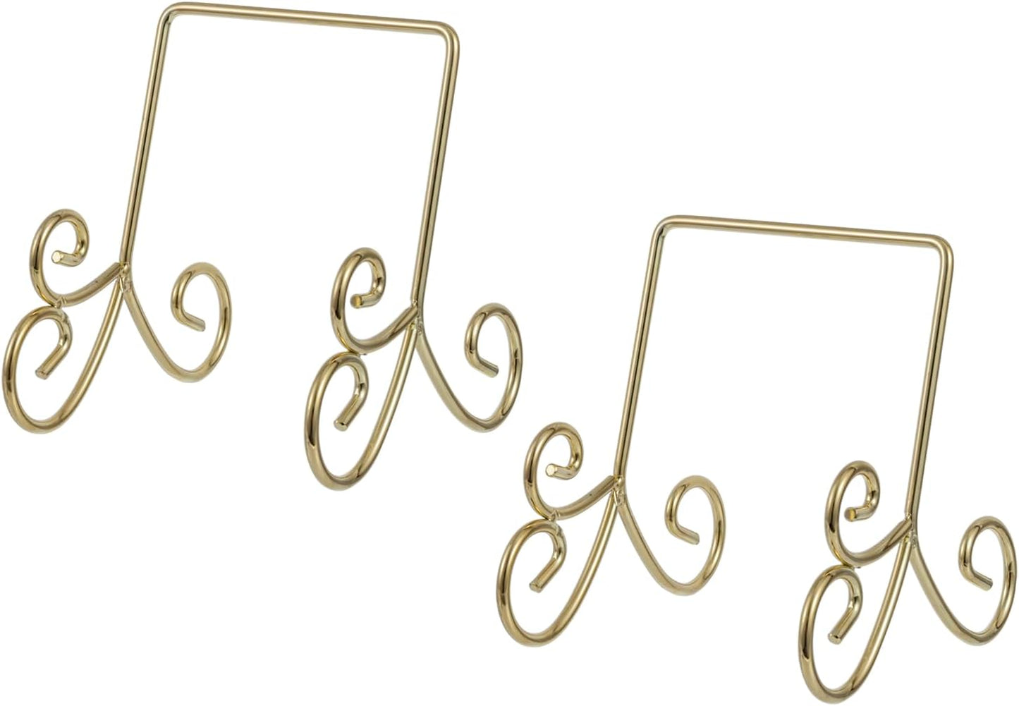 MyGift Brass Plate Stands for Display Set of 2 - Vintage Scrollwork Tabletop Display Easel Holders for 8–11 Inch Plates, Picture Frames, Books, or Art, Decorative Easel Stands