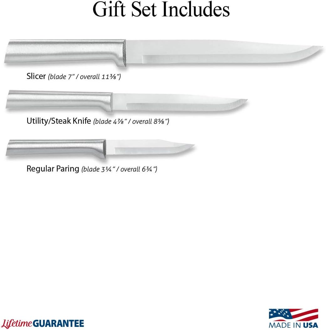 Rada Cutlery Housewarming Gift Set (S02), 3-Piece Knife Set, Stainless Steel Blades, Silver Handle