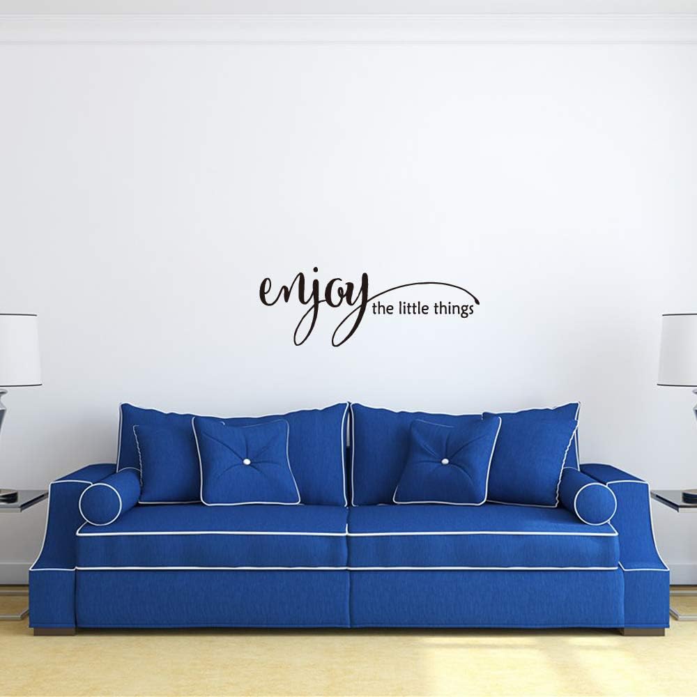 Enjoy The Little Things - Pure Balck Vinyl Wall Decal Quotes Art Letters Handwriting Room Décor Motto Words Nursery Inspirational Sayings Living Room Decoration