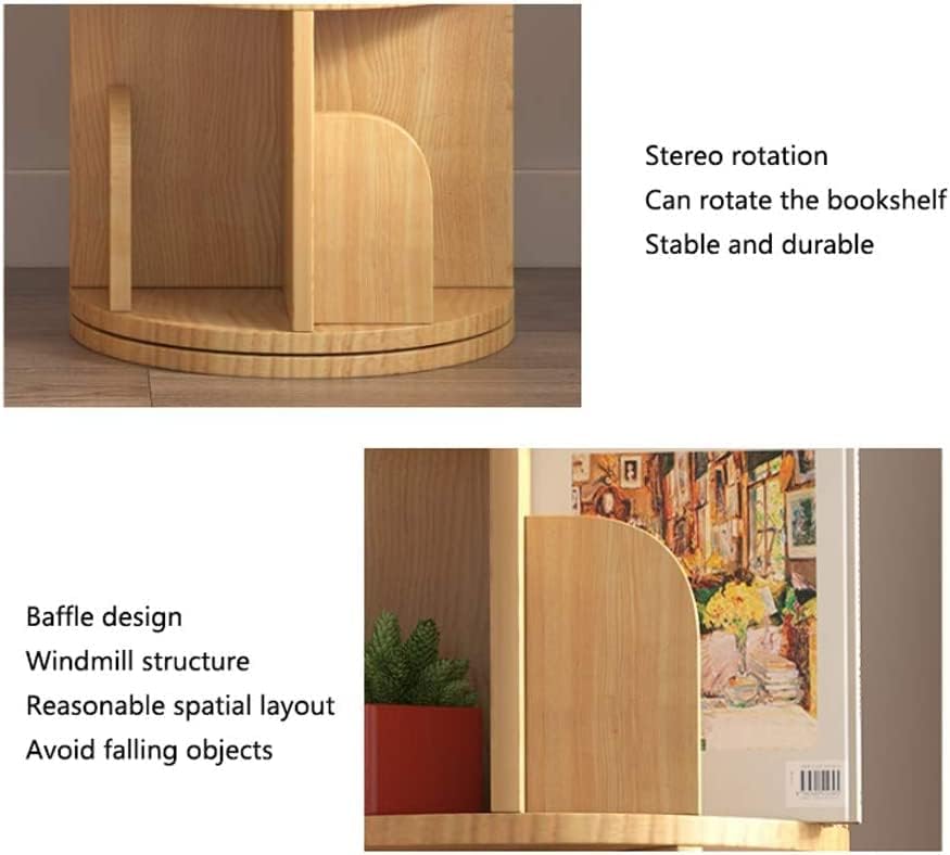 Bookshelf Bookcase Bookshelves Book Case Solid Wood Rotating Bookshelf for Living Room, Study Room 360 Degree Storage Round Bookcase Corner Frame Book Shelf Book Shelves