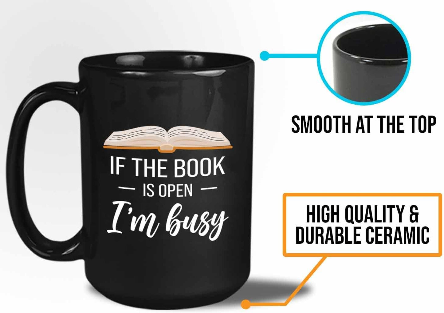 Bubble Hugs Book lovers Coffee Mug 15oz Black - If Book Open - Author Writer Library Library Editor Introvert Lovers Cat Chill Relax Bookworm Reading