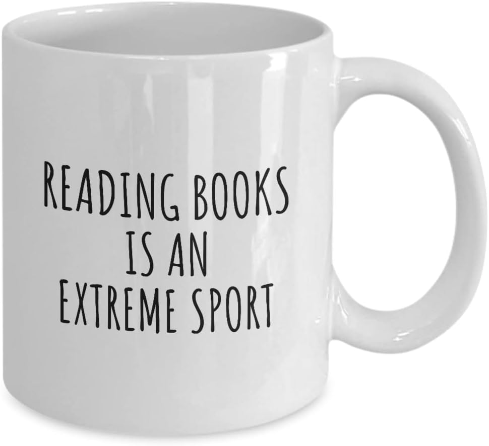 EzGift Funny Reading Books Mug Is An Extreme Sport Ironic Gift Idea For Hobby Lover Sarcastic Present Quote Fan Gag Coffee Tea Cup 11 Oz