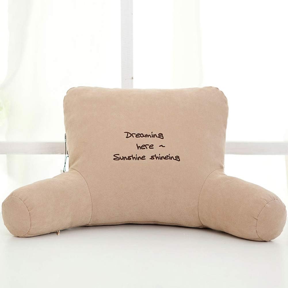 Bedrest Pillows with Arms for Reading in Bed Perfect Support Reading Relaxing Watching TV Khaki Purple (Colour: Set of 2 Size: 70x48x25cm)