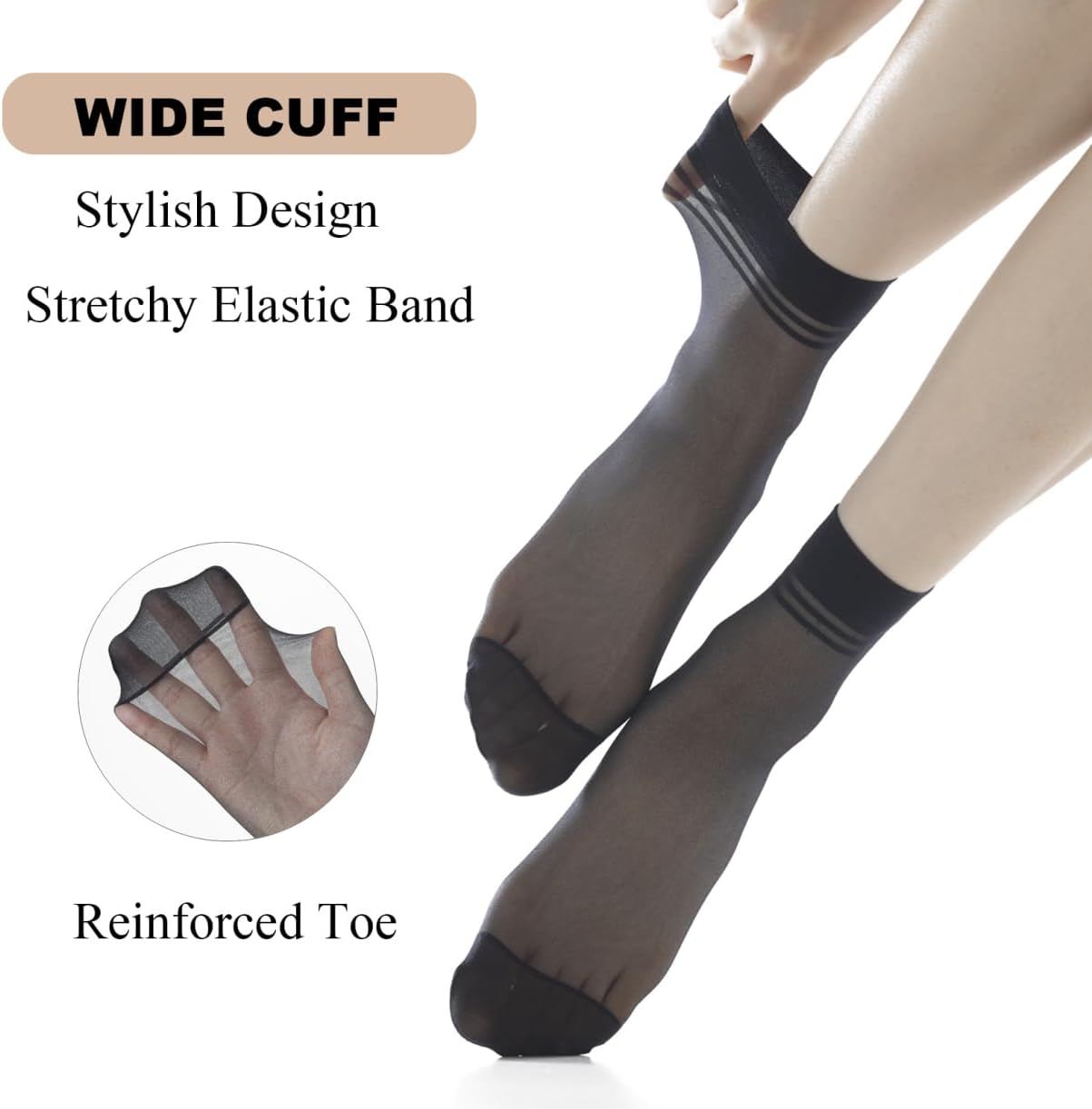20 Pairs Women's Ankle Sheer Nylon Socks Summer Thin Soft Tight Hosiery Reinforced Toe Stylish Socks