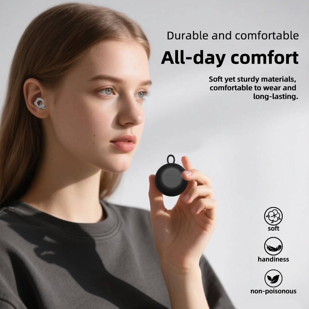 Noise Cancelling Earplugs Ultra-Comfy Reusable 25dB (SNR) Sleep earplugs, Travel earplugs, with Carrying Case - Black