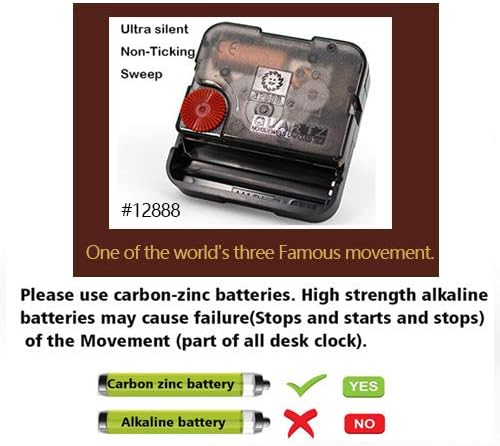 8 Inch Desk Clocks Wood Silent Non-Ticking Battery Operated Analog Table Clock Round Sweep Quartz Wall Clocks for Kids Living Room Bedroom Bedside Large Numerals Decor KSZ828 Brown