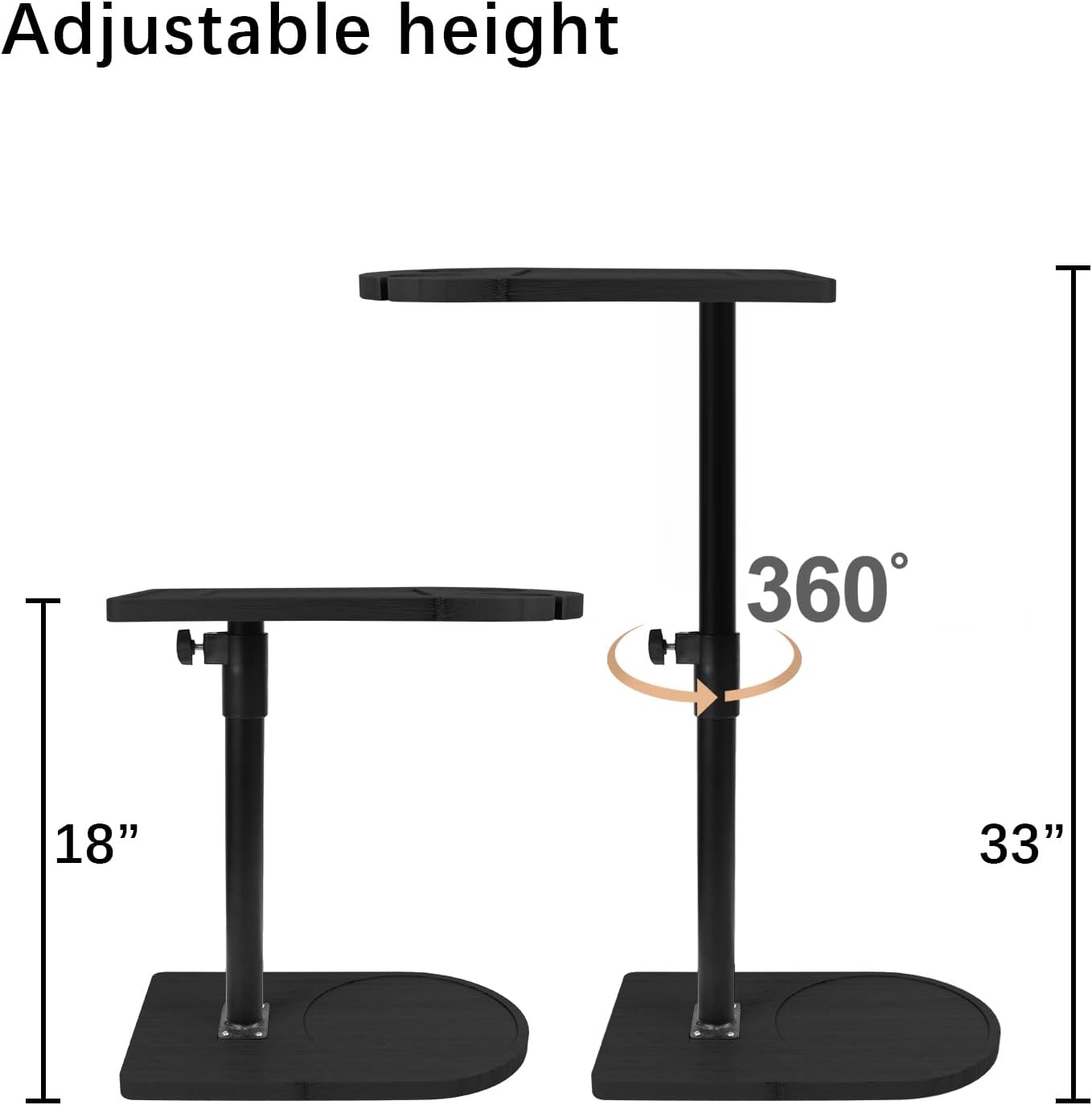 Sofa Arm Tray Table — 360° Rotatable, Height-Adjustable, Phone & Tablet Slots, TV Tray for Bed or Chair...