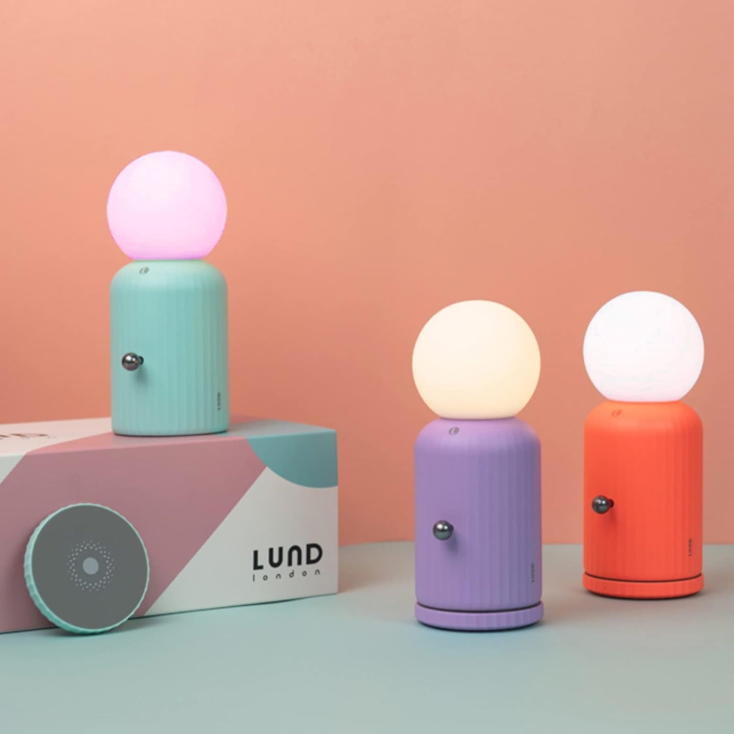 Skittle Table Lamp with Charging Pad - Bedside Nightstand Home Decor for Office, Bedroom, Living Room Orb 3" W x 7" H (Mint Green)