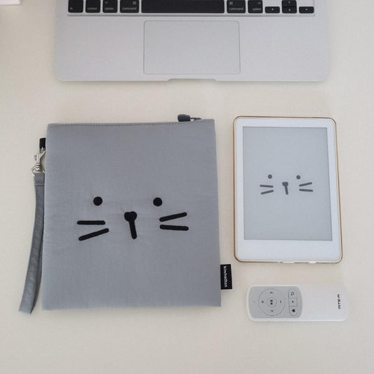 Nylon Strap E-Reader Pouch | Soft Padded Sleeve for Digital Readers (Gray, 6-7 inch)