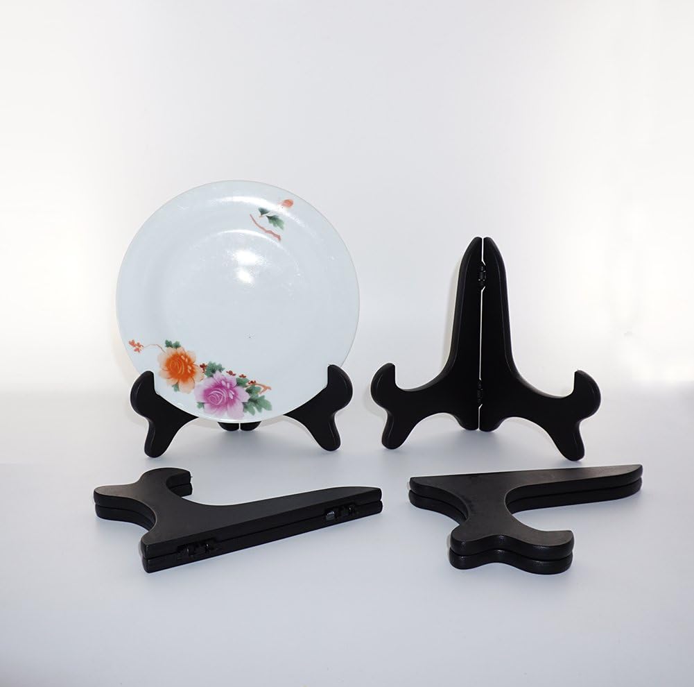 Artliving Black 6" Wood-Like Plastic Easels Plate Display Stands Picture Frame Stand Holder-Set of 4