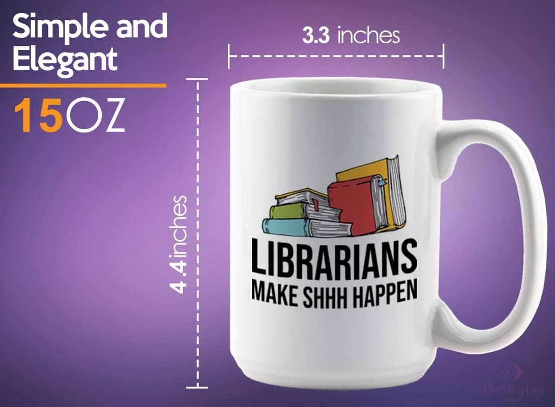 Book Lover Coffee Mug 15oz White - make shh happen - Birthday Gifts for Readers Gifts for Book Lovers Girls Book Club