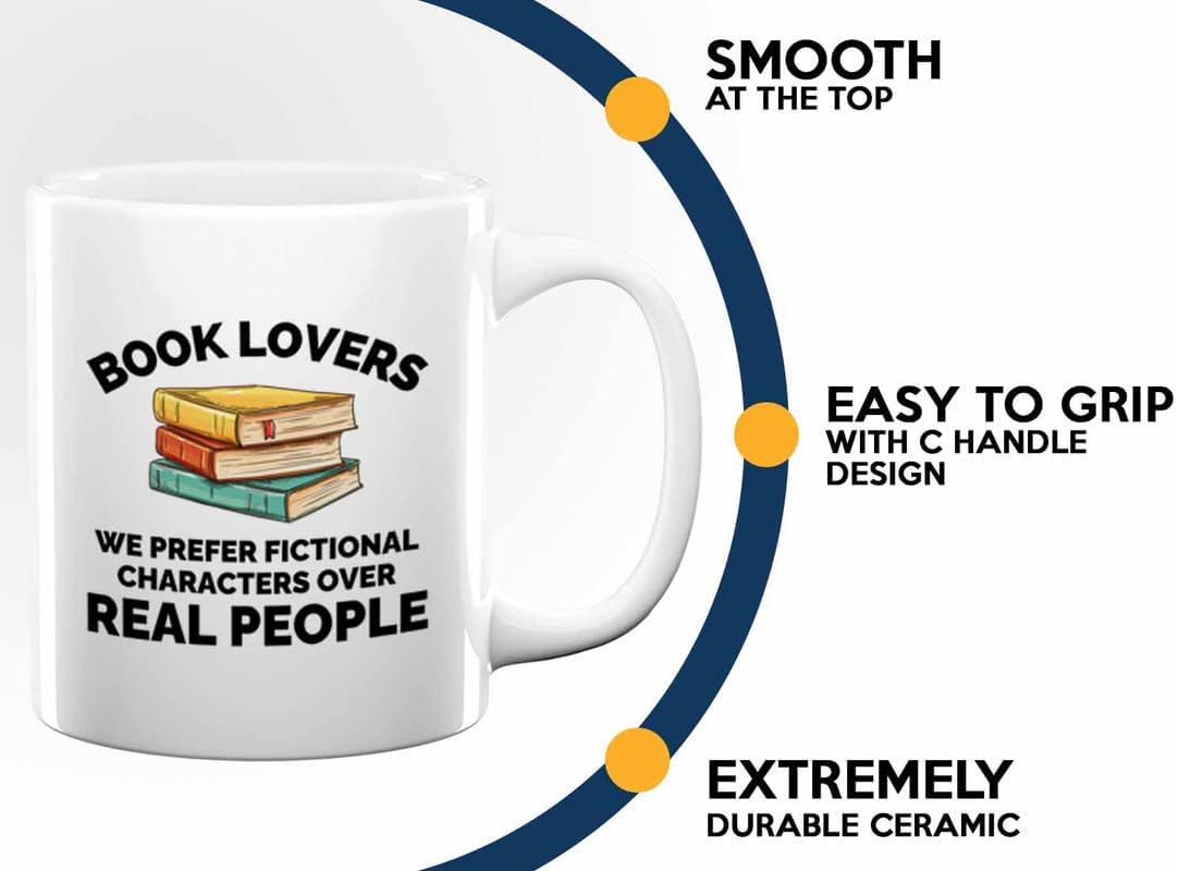 Book Lover Coffee Mug 11oz White - We prefer fictional - Gift For Poets Bookish People Bibliophile Librarian Book Club Reader