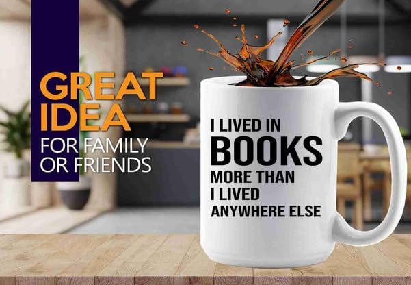 Book Lover Coffee Mug 15oz White -books more - Book Lovers Gifts Book Reader Gifts Book Club Gifts Book Reading Cup Reading Gifts