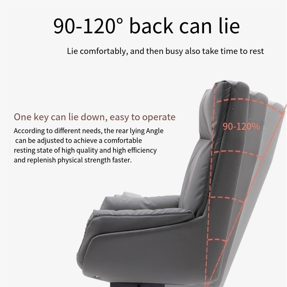 Minimalist Modern Office Chair with Leather Upholstery and Adjustable Height Commercial Grade Office Chair Soft Padded Comfortable Swivel Chair with Arms for Home Office and Study Room Reading Room