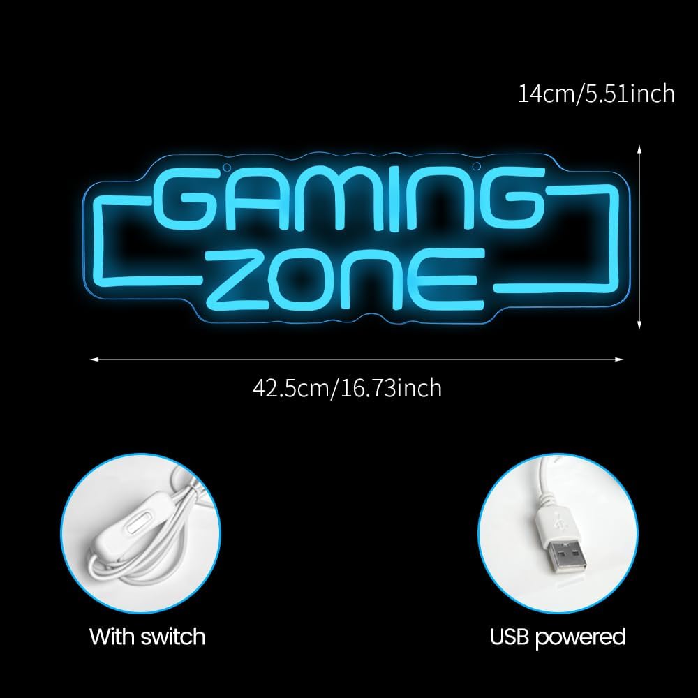 Gaming Zone Neon Sign,Game Zone Neon Sign for Teens Gamer Room Decor，Gaming Light Neon Sign for Gaming Wall Decor，Led Neon Gaming Sign for Gamer Gifts Boys