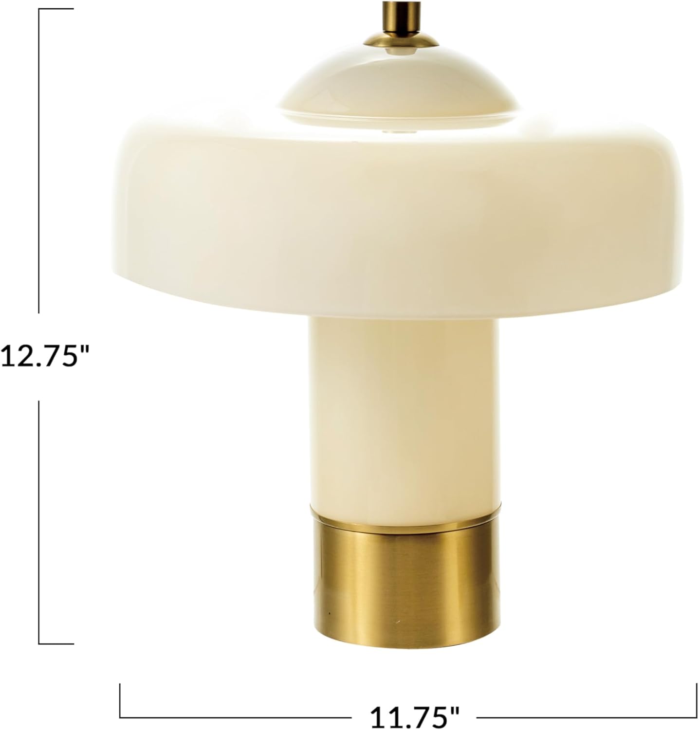 Creative Co-Op Cream Glass & Metal Dome Table Lamp with Antique Brass Accent