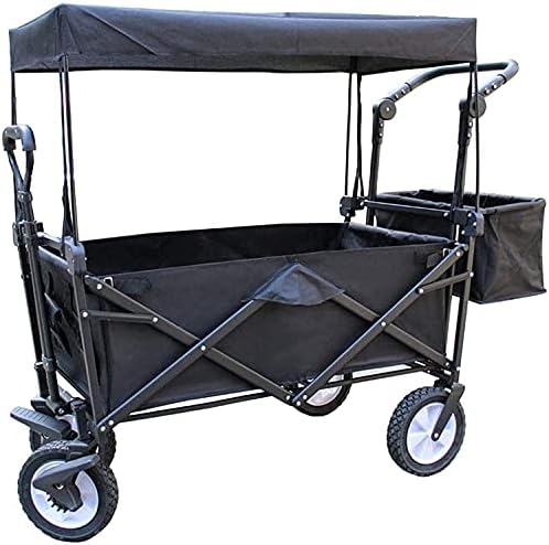 Portable Camping Cart,Outdoor Beach Wagon A Terrain Folding Utility Wagon with Canopy Outdoor Coapsible Garden Cart Transport Heavy Duty Folding Portable Hand Cart for ping Campi