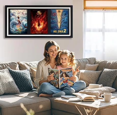Comic Book Storage,Comic Book Shadow Box,3 Magazine Display Stand,Wooden Comic Book Fame,Sports Magazine Frame for 8.5'' x 11.25'' Comics/Magazines, with Black Core Matting, with Installed Hangers.