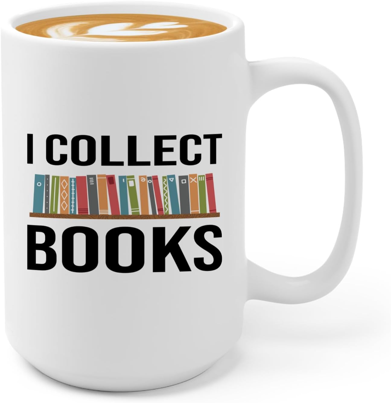 Book Lover Coffee Mug 15oz White -I Collect Books - Writer Editor Bookish Librarian Bibliophile Bookish Grammar Philosophers