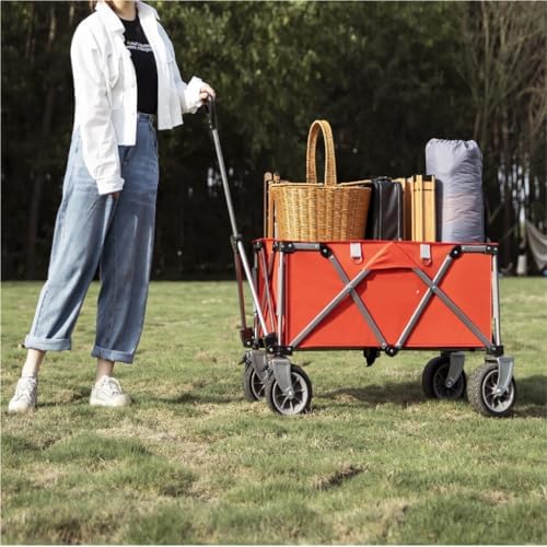 Portable Camping Cart,Beach Trolley Cart Camping Camper Lightweight Portable Folding Trolley Multi Functional Picnic Car Outdoor Carts Black