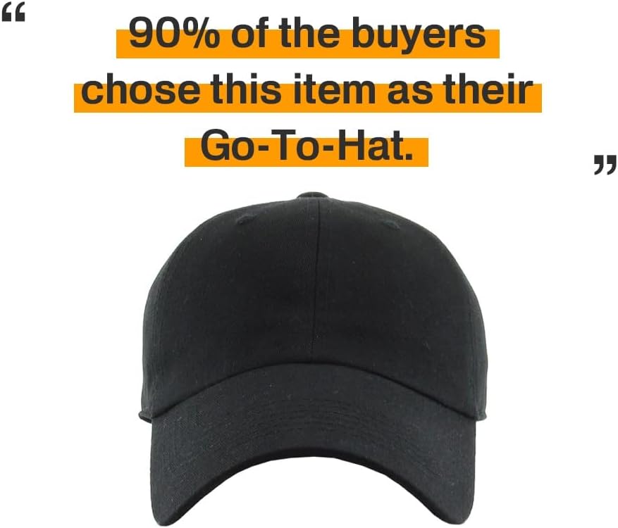 KBETHOS Classic Unisex Cotton Adjustable Low Crown Baseball Cap – Plain Dad Hat