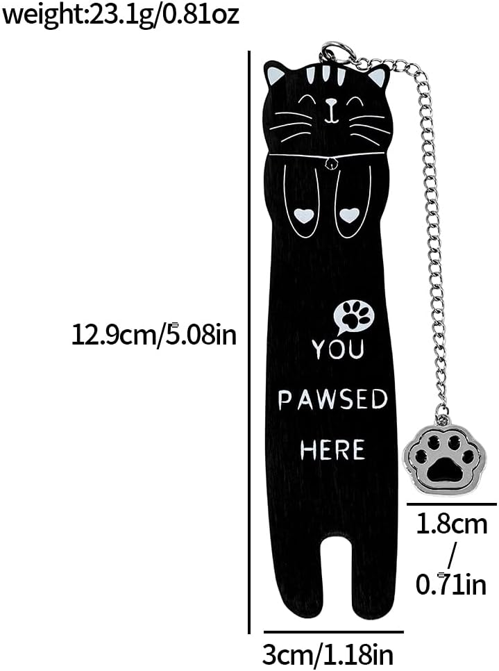 Cute Black Cat Metal Bookmark with Cat Paw Pendant You PAWSED HERE Cute Bookmark for Women Funny Book Marks Cute Gift School Supplies (Cat Bookmark Set B)