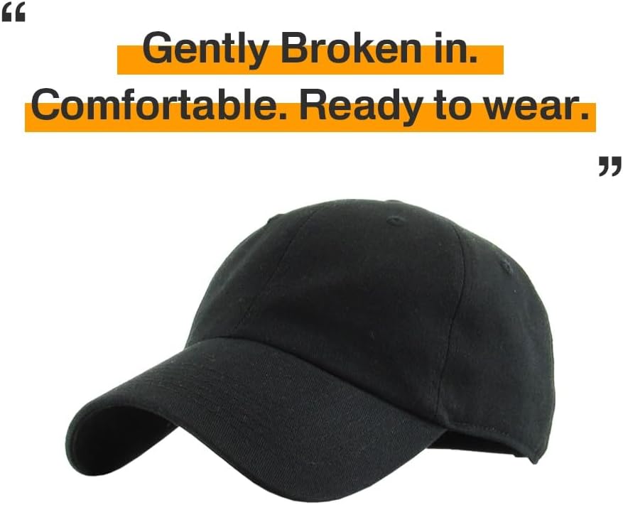 KBETHOS Classic Unisex Cotton Adjustable Low Crown Baseball Cap – Plain Dad Hat