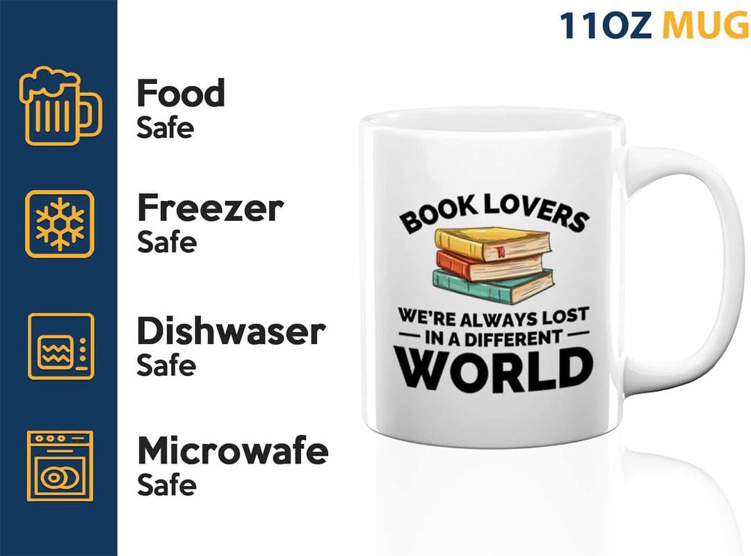Book Lover Coffee Mug 11oz White - Always lost in - Gift For Poets Bookish People Bibliophile Librarian Book Club Reader