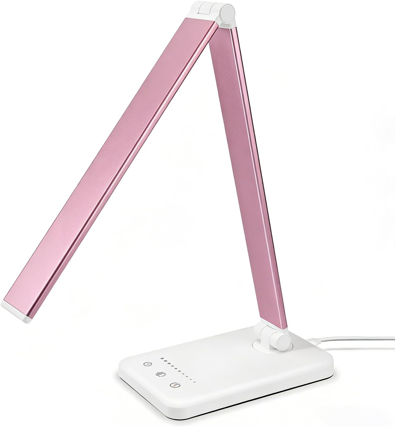 Led Desk Lamp, Desk Lamp with USB Charging Port, 5 Color Modes, 10 Brightness, Natural Light, Eye Caring Reading Lamp, Desk Light for Home Office, Table Lamp, Touch Control, Auto-Timer, Pink