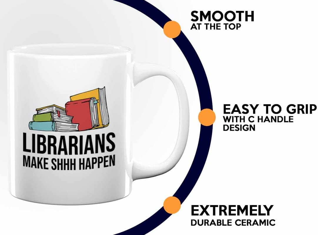 Book Lover Coffee Mug 11oz White - make shh happen - Birthday Gifts for Readers Gifts for Book Lovers Girls Book Club