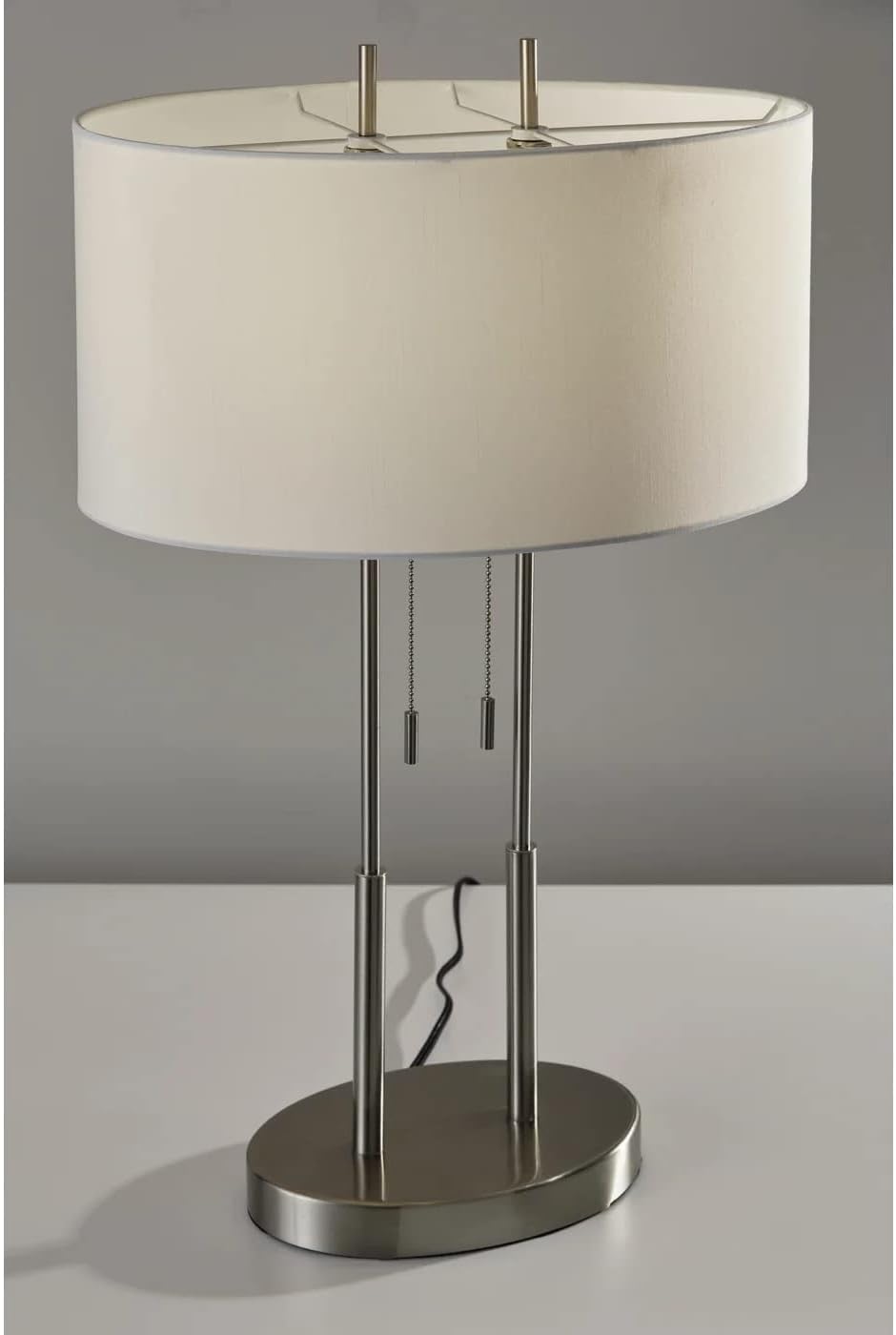 Adesso 4015-22 Duet 27" Table Lamp, Satin Steel, Smart Outlet Compatible