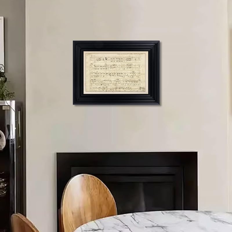 NARIA ART Retro Black Framed Wall Art,12''X16'' Inches Music Vintage Paintings,Canvas Prints with Retro Framed,Vintage Wall Art-for Bedroom,Study,Classroom.