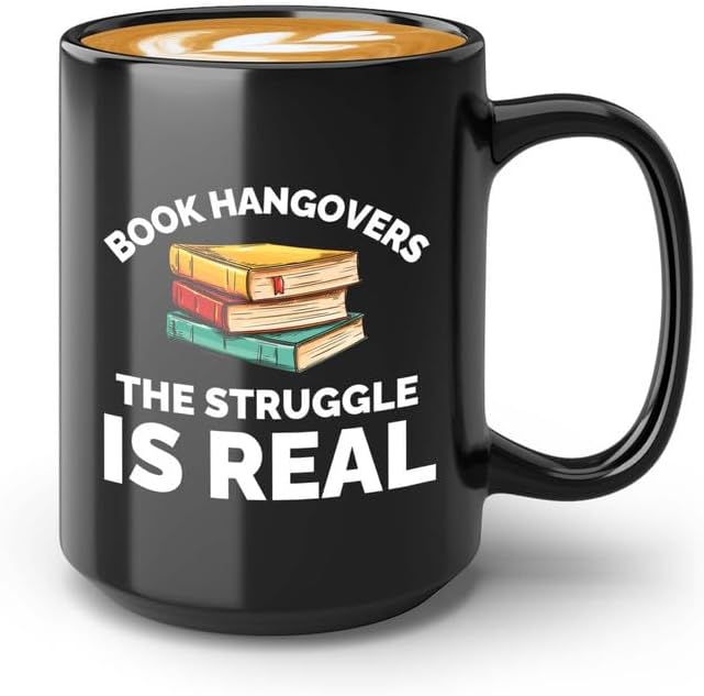 Book Lover Coffee Mug 15oz Black - The struggle is real - Gift For Poets Bookish People Bibliophile Librarian Book Club Reader